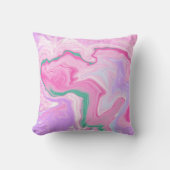 ピンク、紫、ミントグリーン大理石アート クッション (正面)