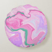 ピンク、紫、ミントグリーン大理石アート ラウンドクッション (裏面)