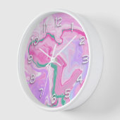 ピンク、紫、ミントグリーン大理石アート 壁時計 (傾斜)