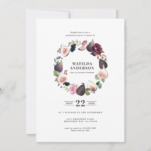 ピンク、紫、海軍のフローラ大学院の発表 セーブザデート (正面)