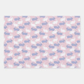 ピンク、紫、白のバニーラビットイースター ラッピングペーパーシート (正面)