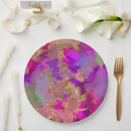 ピンク、紫、緑のアルコール大理石インクプリントプレート ペーパープレート