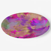 ピンク、紫、緑のアルコール大理石インクプリントプレート ペーパープレート (アングル)