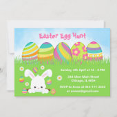 ピンク、紫、緑のイースターエッグハント 招待状 (正面)