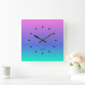 ピンク、紫、緑のグラデーション背景 スクエア壁時計 (ホーム)