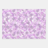 ピンク、紫、緑のモロッコクローバー ラッピングペーパーシート (正面2)