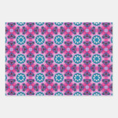 ピンク、紫、緑の抽象芸術星模様 ラッピングペーパーシート (正面2)