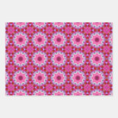 ピンク、紫、緑の抽象芸術星模様 ラッピングペーパーシート (正面)