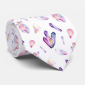 ピンク、紫、緑の結晶 ネクタイ (ロール)