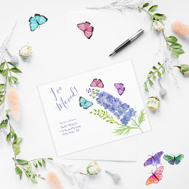 ピンク、紫、蝶デルフィニウム私が移動した 案内ポストカード