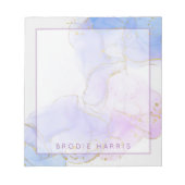 ピンク、紫、青のアルコールインクパーソナライズされた ノートパッド (正面)