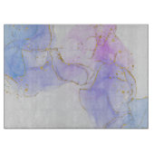 ピンク、紫、青のアルコールインク カッティングボード (正面)