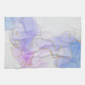 ピンク、紫、青のアルコールインク キッチンタオル (横)