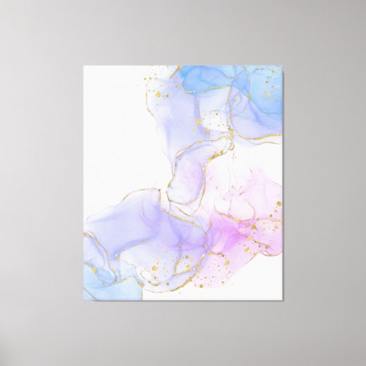 ピンク、紫、青のアルコールインク キャンバスプリント (正面)