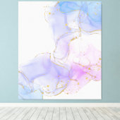 ピンク、紫、青のアルコールインク キャンバスプリント (インサイチュ (ウッドフロア))