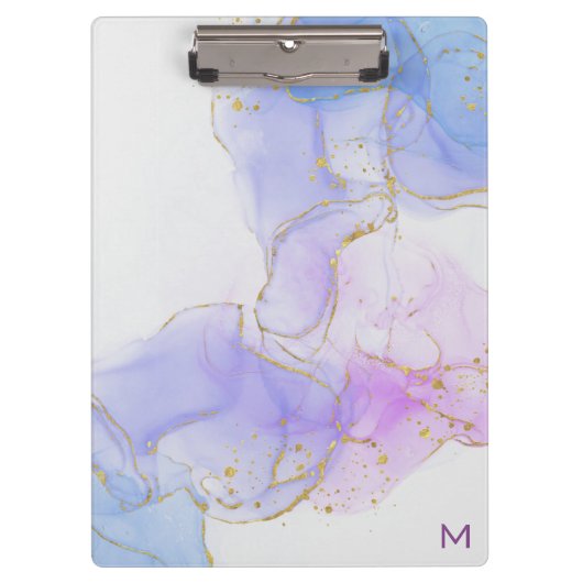 ピンク、紫、青のアルコールインク クリップボード (正面)