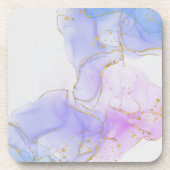 ピンク、紫、青のアルコールインク コースター (正面)