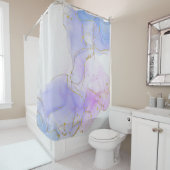 ピンク、紫、青のアルコールインク シャワーカーテン (インサイチュ)