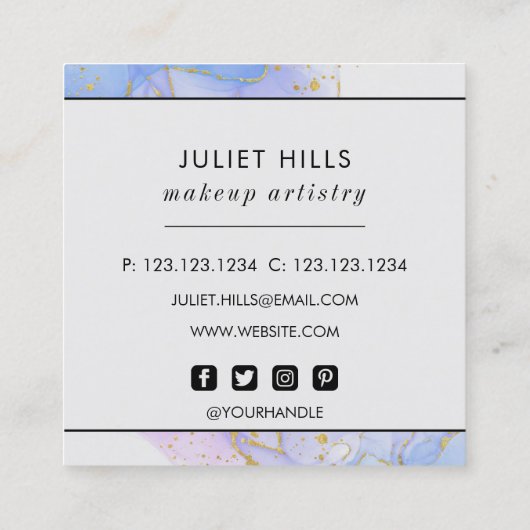 ピンク、紫、青のアルコールインク スクエア名刺 (裏面)