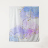 ピンク、紫、青のアルコールインク タペストリー (正面)