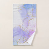 ピンク、紫、青のアルコールインク バスタオルセット (ハンドタオル)