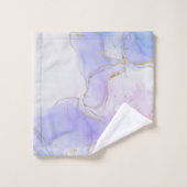 ピンク、紫、青のアルコールインク バスタオルセット (ウォッシュタオル)