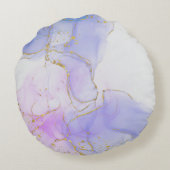 ピンク、紫、青のアルコールインク ラウンドクッション (裏面)