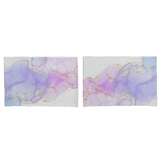 ピンク、紫、青のアルコールインク 枕カバー (フロントセット)