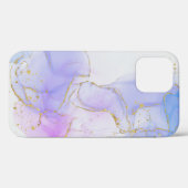 ピンク、紫、青のアルコールインク Case-Mate iPhoneケース (裏面 (横))