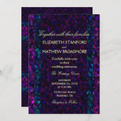 ピンク、紫、青のグリッター 招待状 (正面/裏面)