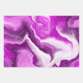 ピンク、紫、青の大理石の渦 ラッピングペーパーシート (正面2)