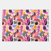 ピンク、紫、青の抽象芸術ボヘミアンパターン ラッピングペーパーシート (正面)