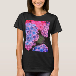 ピンク、紫、青の花 Tシャツ