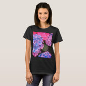 ピンク、紫、青の花 Tシャツ (正面フル)
