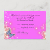 ピンク 紫 青 バタフライ ウェディング rsvp (裏面)