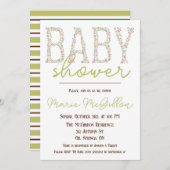 ピンク、紫、青、フローラ赤ちゃんシャワー 招待状 (正面/裏面)