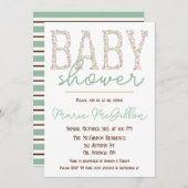 ピンク、紫、青、フローラ赤ちゃんシャワー 招待状 (正面/裏面)