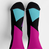 ピンク、紫、青、黒の三角形 ソックス (上部)