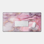 ピンク、紫、黄金の大理石 デスクマット (キーボード&マウス)