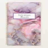 ピンク、紫、黄金の大理石 プランナー手帳 (正面)