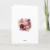 ピンク、紫、黒、および金ゴールドのフローラ サンキューカード (裏面)