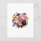 ピンク、紫、黒、および金ゴールドフローラゲスト詳細 エンクロージャーカード (裏面)