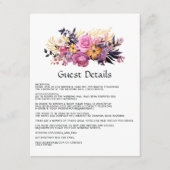 ピンク、紫、黒、および金ゴールドフローラゲスト詳細 エンクロージャーカード (正面)