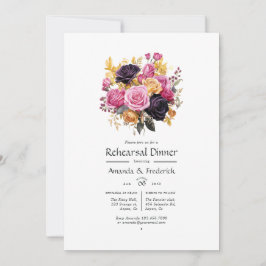 ピンク、紫、黒、金ゴールドリハーサルディナー 招待状