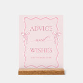 ピンク 結婚する ブライダルシャワーのアドバイスと願い アクリルサイン (正面)