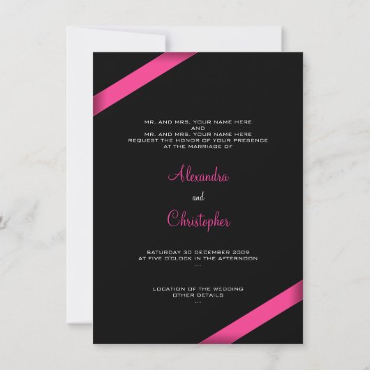 ピンク・結婚リボンの発表 招待状 (裏面)