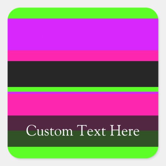 ピンク/緑のネオンのストライプ スクエアシール (正面)