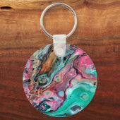 ピンク & 緑の大理石 キーホルダー (正面)