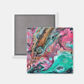 ピンク & 緑の大理石 マグネット (正面/裏面)