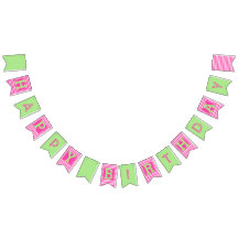 ピンク、緑の誕生日バンティングフラグ
